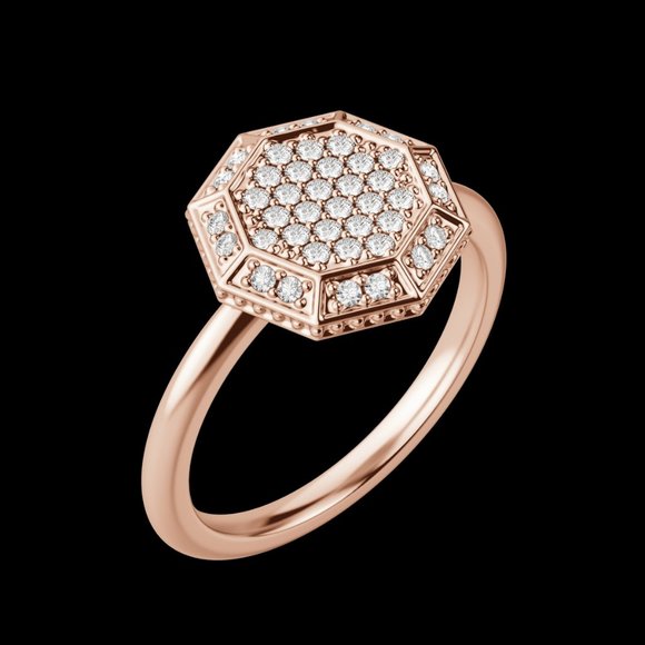 Octagon Pavé Ring - Picture 7 of 9